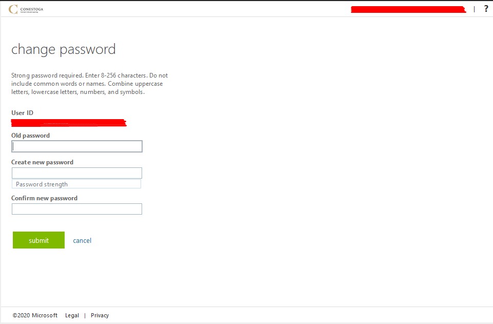 screenshot change your password