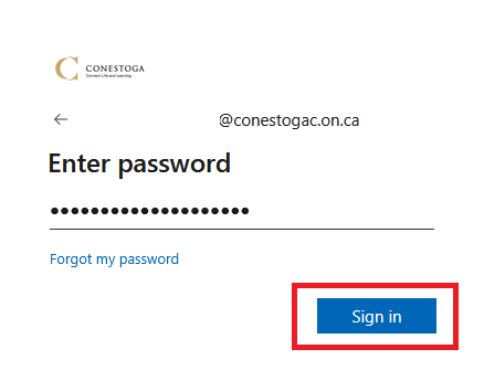 Screenshot of password screen