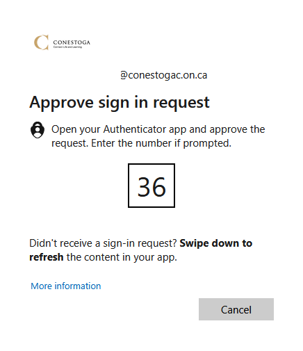Screenshot of MFA prompt