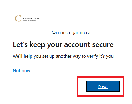 Screenshot of "lets keep your account secure"
