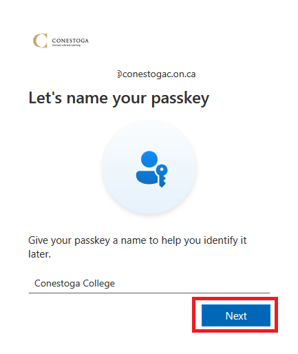 Screenshot of naming passkey